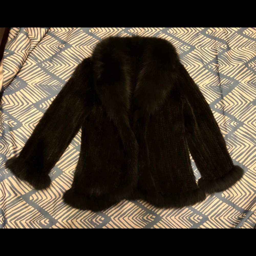 Genuine Knitted Mink Fur Coat Jacket